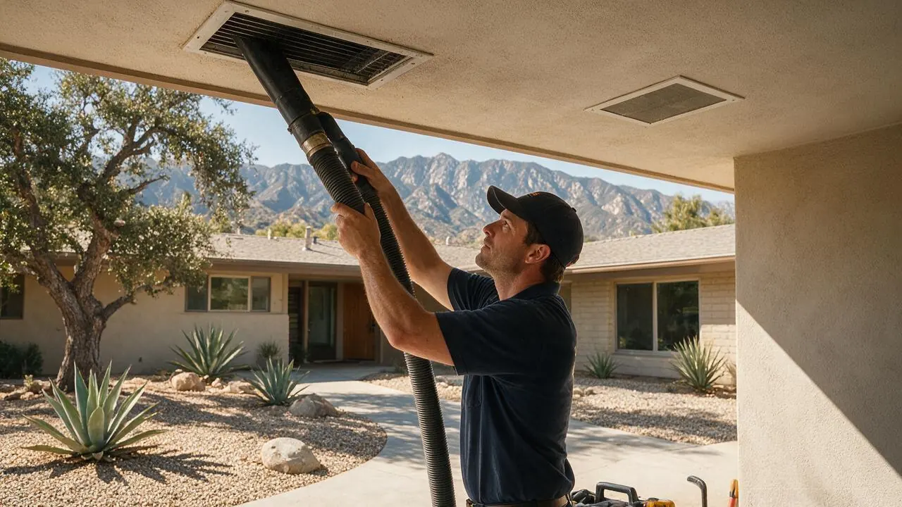 A professional installing air duct cleaning in Sylmar, CA