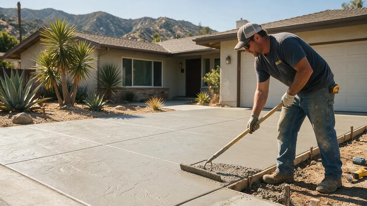 A professional installing concrete in Sylmar, CA