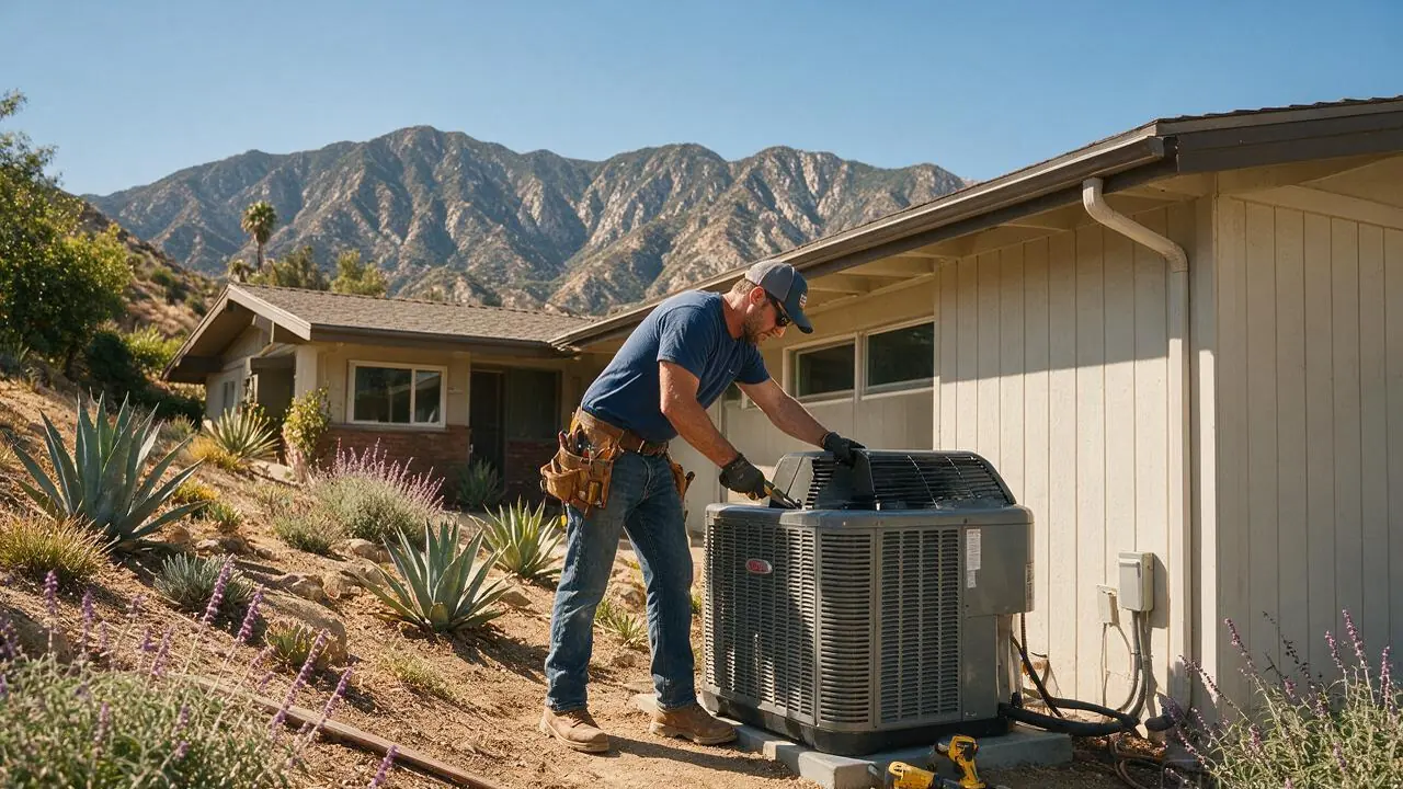 A professional installing HVAC in Sylmar, CA