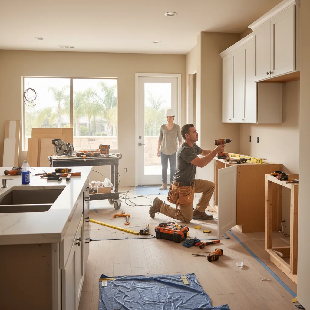 A professional installing kitchen remodeling in Pasadena, CA