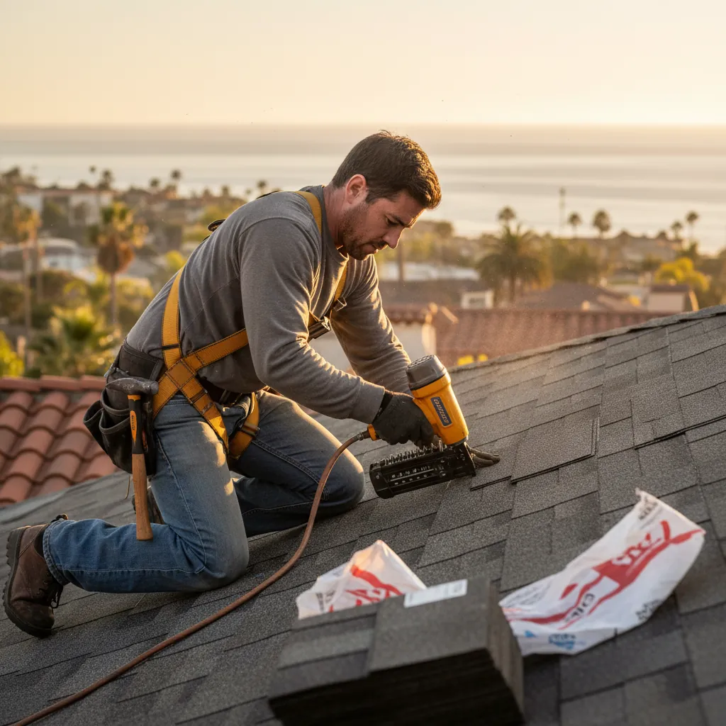 A professional installing roofing in Burbank, CA
